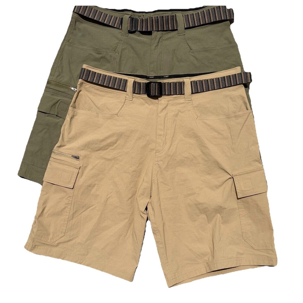Lot Of 2 Orvis Tech Cargo Shorts Mens 32 Being Green Belted Performance Outdoors